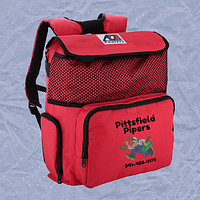 Embroidered Red Backpack Cooler_pittsfield pipers
