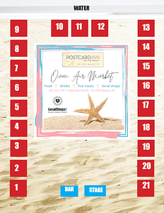 PostCard Inn Beach Market vendor layout