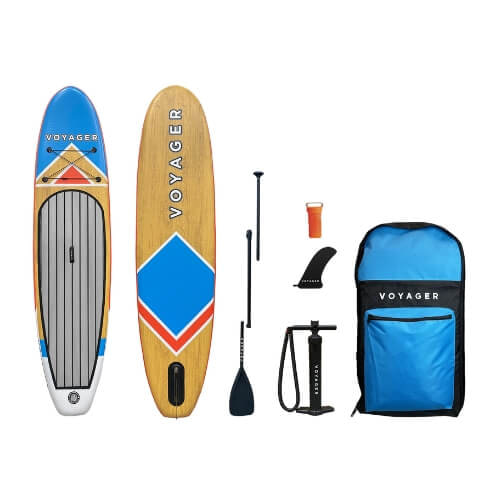 Woodgrain-Voyager-Inflatable-Paddlebaord-Package